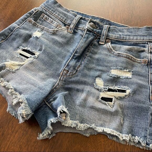Aeropostale Cheeky Distressed High Rise Denim Jean Shorts Sz 00 - Picture 5 of 12